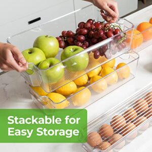 Greenco Refrigerator Organizer Bins, Fridge Organizer, Organizers and Storage Clear Bins with Durable Handles, Kitchen Organization, Shatterproof - Set of 6