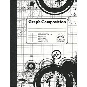 black and white patterned graph composition notebook - quad ruled 4x4