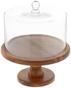 american atelier , brown madera pedestal plate with lid – domed serving cake stand – for cupcakes, pies, veggie platter, desserts & chip and dip