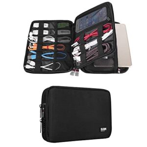 bubm double layer electronic accessories organizer, travel gadget bag for cables, usb flash drive, plug and more, perfect size fits for ipad mini (medium, black)