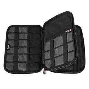 BUBM Double Layer Electronic Accessories Organizer, Travel Gadget Bag for Cables, USB Flash Drive, Plug and More, Perfect Size Fits for iPad Mini (Medium, Black)