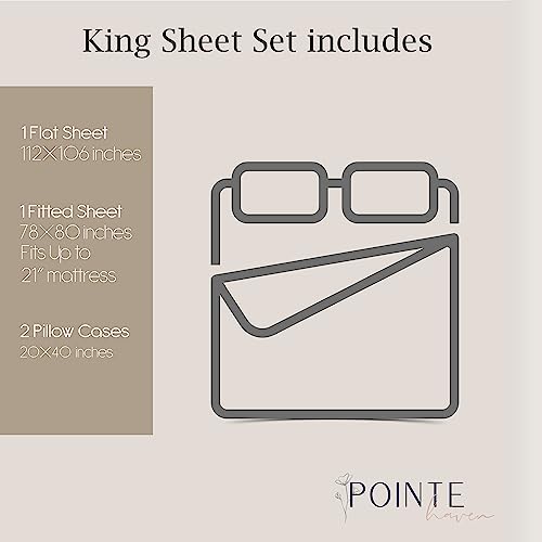 Pointehaven 100% Cotton Percale Sheets Twin Size - Printed Bed Sheet & Pillowcase Sets - Soft Cotton 3 Piece Bed Sheets Set - Fits Mattress 18 inches Deep Pocket - Color (Primavera, King)