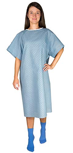 Careoutfit 3 Pack - Blue Hospital Gown with Back Tie/Hospital Patient Gown with Ties - One Size Fits All