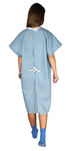 Careoutfit 3 Pack - Blue Hospital Gown with Back Tie/Hospital Patient Gown with Ties - One Size Fits All