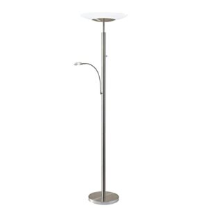adesso 5128-22 stellar led combo torchiere, 72 in., 24w/3w led combo, brushed steel finish, 1 floor lamp