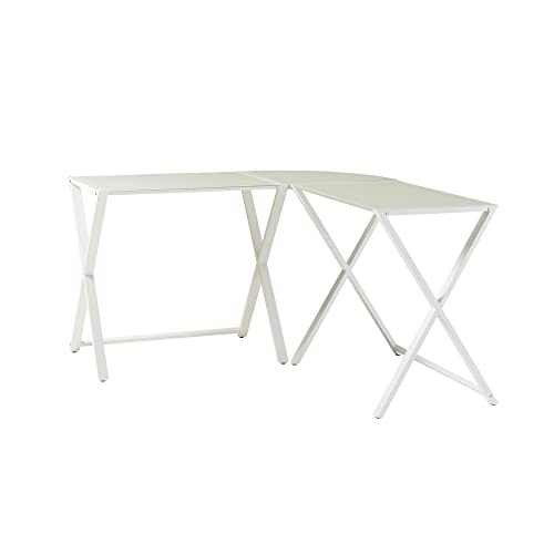 Home Accent Furnishings 51" Modern Metal Corner Computer Desk - White