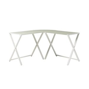 Home Accent Furnishings 51" Modern Metal Corner Computer Desk - White