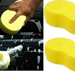 ALAZCO 2 Car Wash Sponge - Jumbo 9" x 5" - Holds 34 oz of Liquid - Car Wash, Cleaning, Spill Mop-up