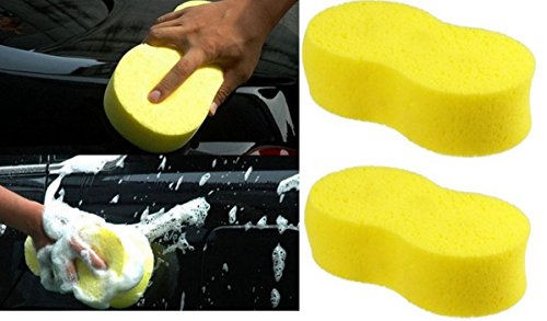 ALAZCO 2 Car Wash Sponge - Jumbo 9" x 5" - Holds 34 oz of Liquid - Car Wash, Cleaning, Spill Mop-up