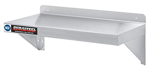 DuraSteel Stainless Steel Wall Shelf - 24" Wide x 12" Deep Commercial Grade - NSF Certified - Industrial Appliance Equipment (Restaurant, Bar, Home, Kitchen, Laundry, Garage and Utility Room)