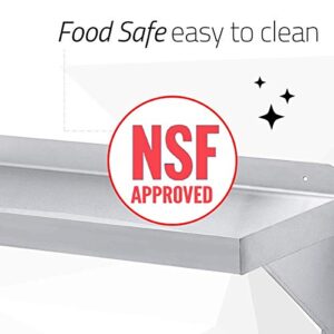 DuraSteel Stainless Steel Wall Shelf - 24" Wide x 12" Deep Commercial Grade - NSF Certified - Industrial Appliance Equipment (Restaurant, Bar, Home, Kitchen, Laundry, Garage and Utility Room)