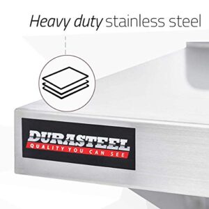 DuraSteel Stainless Steel Wall Shelf - 24" Wide x 12" Deep Commercial Grade - NSF Certified - Industrial Appliance Equipment (Restaurant, Bar, Home, Kitchen, Laundry, Garage and Utility Room)