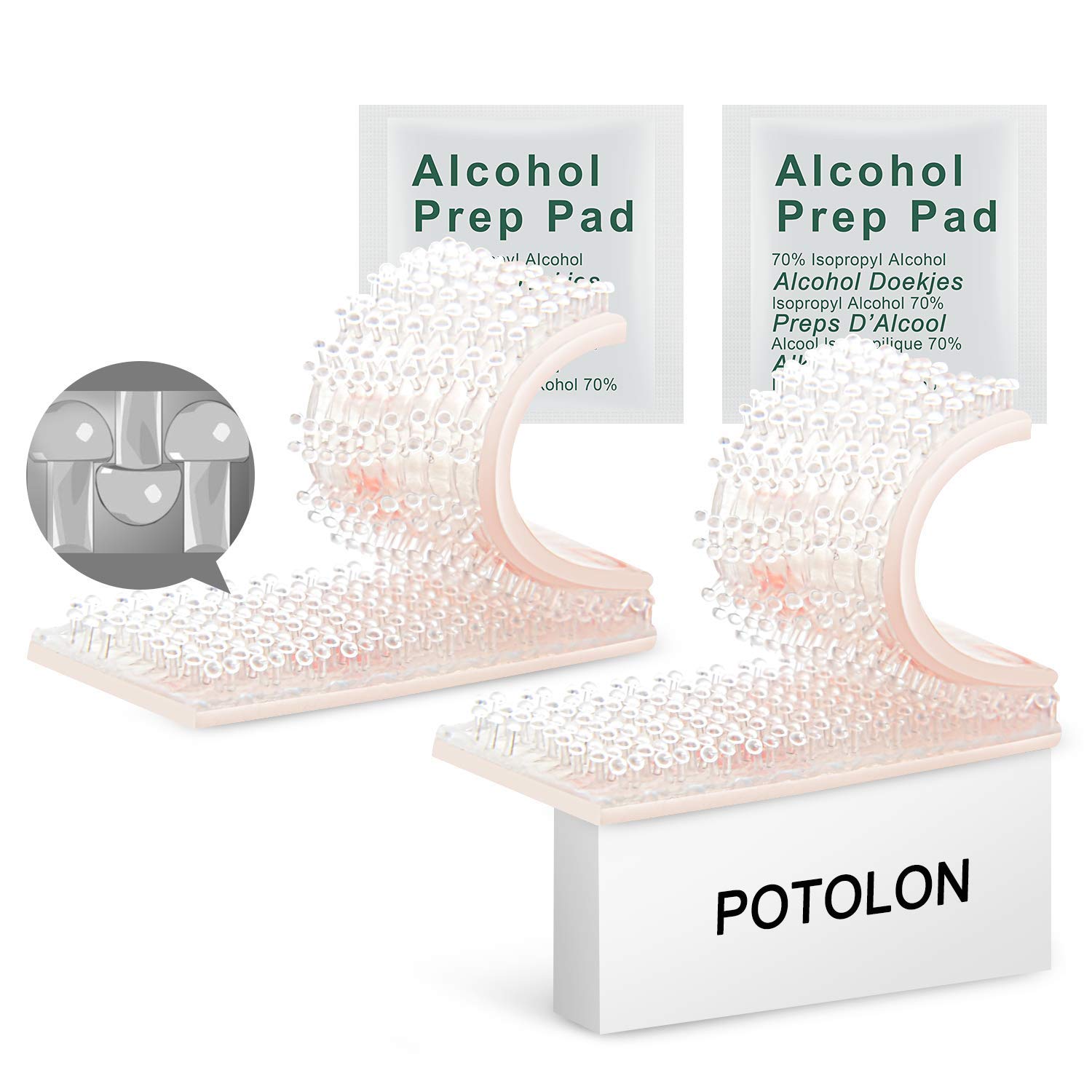 POTOLON EZ Pass Mounting Kit - Dual Lock Tape - 2 Sets of Peel-and-Stick Strips with Alcohol Prep Pad