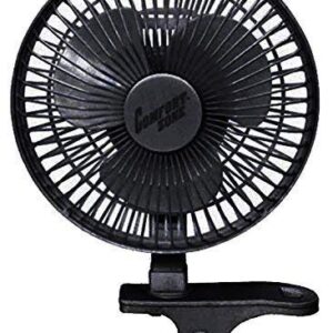 Comfort Zone 6 INCH - 2 Speed - Adjustable Tilt, Whisper Quiet Operation Clip-On-Fan with 5.5 Foot Cord and Steel Safety Grill, Black