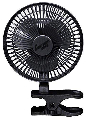 Comfort Zone 6 INCH - 2 Speed - Adjustable Tilt, Whisper Quiet Operation Clip-On-Fan with 5.5 Foot Cord and Steel Safety Grill, Black