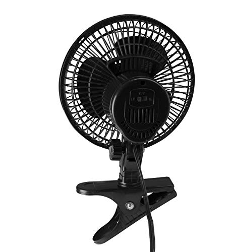 Comfort Zone 6 INCH - 2 Speed - Adjustable Tilt, Whisper Quiet Operation Clip-On-Fan with 5.5 Foot Cord and Steel Safety Grill, Black
