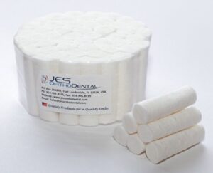 jes orthodontics cotton rolls #2 medium 1.5", non-sterile, high absorbent cotton (pack of 50)
