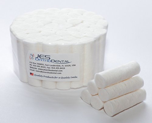 JES Orthodontics Cotton Rolls #2 Medium 1.5", Non-Sterile, High Absorbent Cotton (Pack of 50)