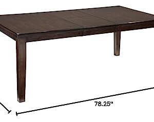 Signature Design by Ashley Haddigan Traditional Rectangular Dining Extension Table, Seats up to 8, Dark Brown