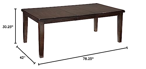 Signature Design by Ashley Haddigan Traditional Rectangular Dining Extension Table, Seats up to 8, Dark Brown