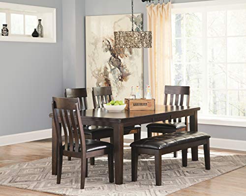 Signature Design by Ashley Haddigan Traditional Rectangular Dining Extension Table, Seats up to 8, Dark Brown