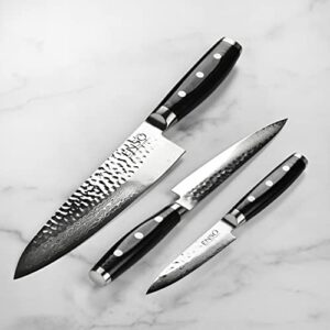 Enso HD Knife Set - Made in Japan - VG10 Hammered Damscus Japanese Stainless Steel - Cutlery Set with Chef's, Utility & Paring Knives