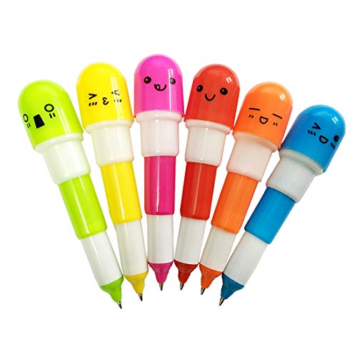 SunAngel 24PCS Pill Shaped Pens Retractable Ball Pens,Vitamin Capsule Pens,Nurses Week Office Supplies