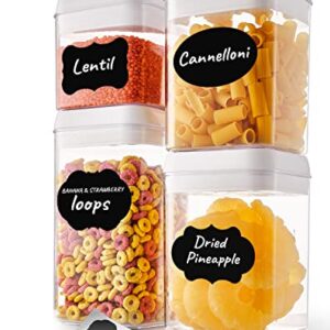 Airtight Food Storage Containers - Set of 4PC Kitchen & Pantry Organization Storage Container with Easy Lock Lids for Cereal, Flour, Sugar & Dry Food Plastic Stackable Canisters (White) 1.8gal/6.7L