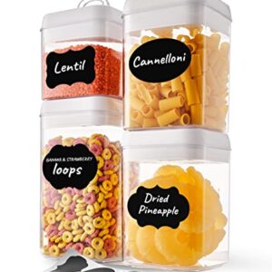 Airtight Food Storage Containers - Set of 4PC Kitchen & Pantry Organization Storage Container with Easy Lock Lids for Cereal, Flour, Sugar & Dry Food Plastic Stackable Canisters (White) 1.8gal/6.7L