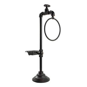 colonial tin works spigot soap and towel holder, 23.5-inches height, black