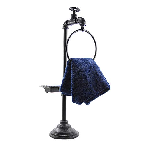 Colonial Tin Works Spigot Soap and Towel Holder, 23.5-inches Height, Black