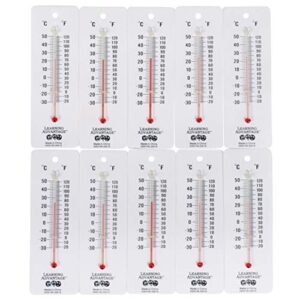 learning advantage student thermometers - set of 10 - dual-scale - mercury-free - easy to read, analog desktop thermometers for indoor labs and rooms