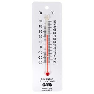 LEARNING ADVANTAGE Student Thermometers - Set of 10 - Dual-Scale - Mercury-Free - Easy To Read, Analog Desktop Thermometers for Indoor Labs and Rooms