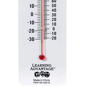 LEARNING ADVANTAGE Student Thermometers - Set of 10 - Dual-Scale - Mercury-Free - Easy To Read, Analog Desktop Thermometers for Indoor Labs and Rooms