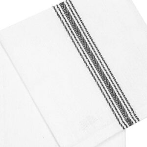 COTTON CRAFT - Scandia Stripe 12 Pack - Pure Cotton - Professional Commercial Restaurant Grade Kitchen Dish Tea Towel Cloth Napkins - Low Lint Sturdy Weave - Reusable - 16x28-30 Ounces - Charcoal