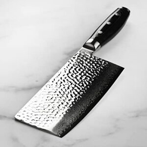 Enso HD 7" Vegetable Cleaver - Made in Japan - VG10 Hammered Damascus Stainless Steel Chinese Chef's Knife