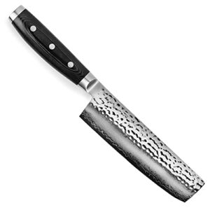 enso nakiri knife - made in japan - hd series - vg10 hammered damascus japanese stainless steel - 6.5"