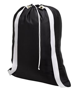 backpack laundry bag, black - 22" x 28" - two shoulder straps for easy backpack carrying and drawstring closure. these nylon laundry bags come in a variety of attractive colors and patterns.