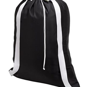 Backpack Laundry Bag, Black - 22" X 28" - Two Shoulder Straps for Easy Backpack Carrying and Drawstring Closure. These Nylon Laundry Bags Come in a Variety of Attractive Colors and Patterns.