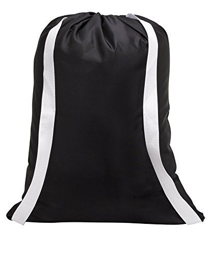 Backpack Laundry Bag, Black - 22" X 28" - Two Shoulder Straps for Easy Backpack Carrying and Drawstring Closure. These Nylon Laundry Bags Come in a Variety of Attractive Colors and Patterns.