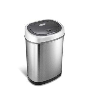 ninestars dzt-42-9 automatic touchless infrared motion sensor trash can, 11 gal 42l, stainless steel base (oval, silver/black lid)