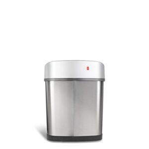 NINESTARS DZT-12-9 Automatic Touchless Infrared Motion Sensor Trash Can, 3 Gal. 12 L., Stainless Steel (Oval, Silver/Black Lid)