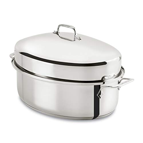 All-Clad Specialty Cookware Stainless Steel Covered Oval Roaster with Lid and Rack 19 x 12 x 10 Inch Roaster Pan, Pots and Pans, Cookware
