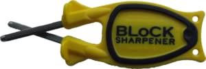 black with yellow grip block knife sharpener