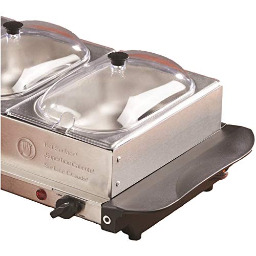 Brentwood Buffet Server and Warming Tray 3 Pan, 4.5 Quart, Brushed Stainless Steel