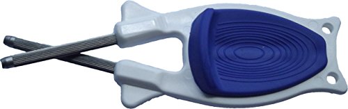 Kitchen knife Sharpener, Made to sharpen blade back to original edges. (White with Blue Anti-Slip Grip)