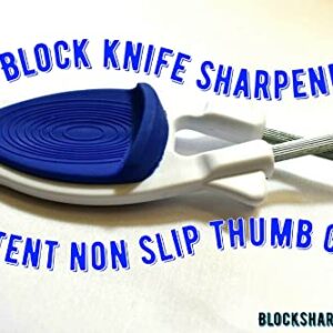 Kitchen knife Sharpener, Made to sharpen blade back to original edges. (White with Blue Anti-Slip Grip)