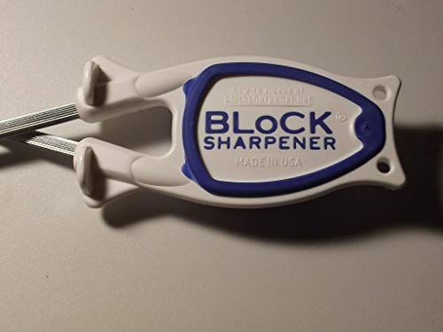 Kitchen knife Sharpener, Made to sharpen blade back to original edges. (White with Blue Anti-Slip Grip)