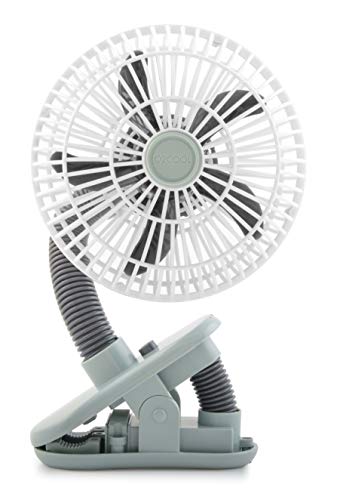 O2COOL 4 Inch Clip On Stroller Fan, Portable Battery Operated for Outdoor, Car Seat and Baby Crib. Flexible Neck and Adjustable Head for Multi-directional Cooling (Grey)