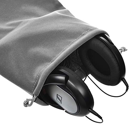 Cosmos Set of 2 Premium Gray Travel Carry Drawstring Headphones Pouch Bag (Gray Color)